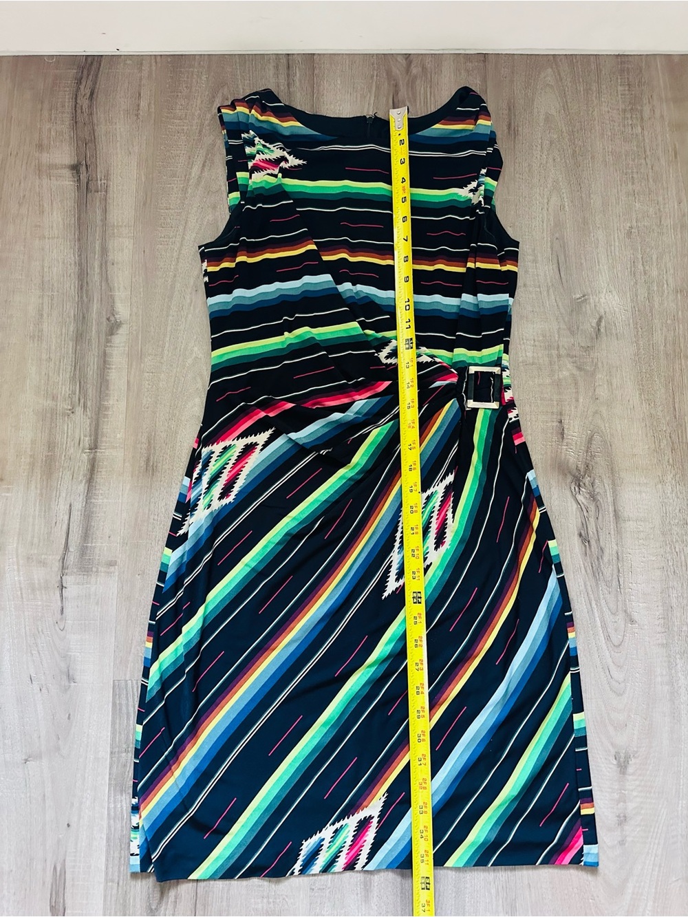 Tahari Woman Multicolor Striped Wrap-Style Midi Dress